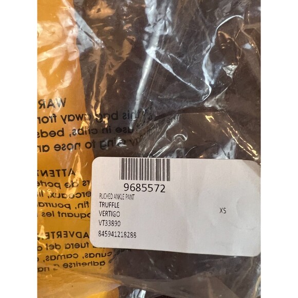 Vertigo Ruched Ankle Pants Womens XS Belgium Truffle Brown Elastic Waist NWT - Picture 9 of 9